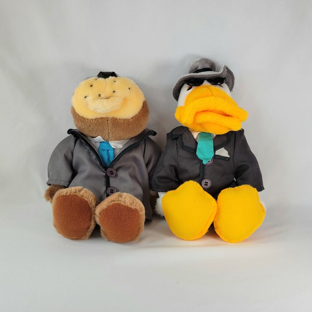 The Touchables Bulldog Mobster + Duck Detective 12” Plush Commonwealth 1987 VTG